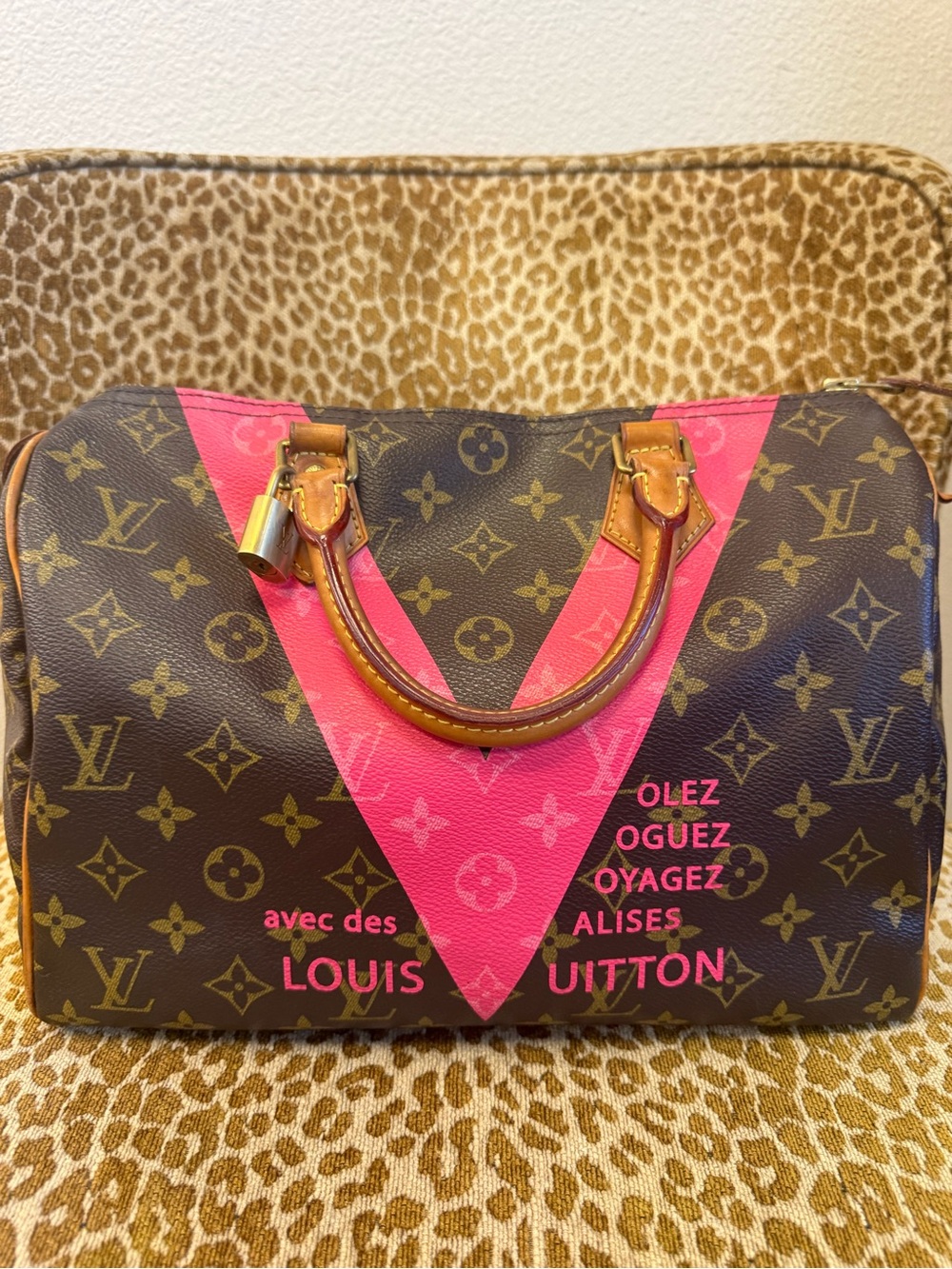 💯Auth Louis Vuitton LV Mono 25 Speedy Limited Edition Voyage Grenade Hot Pink V